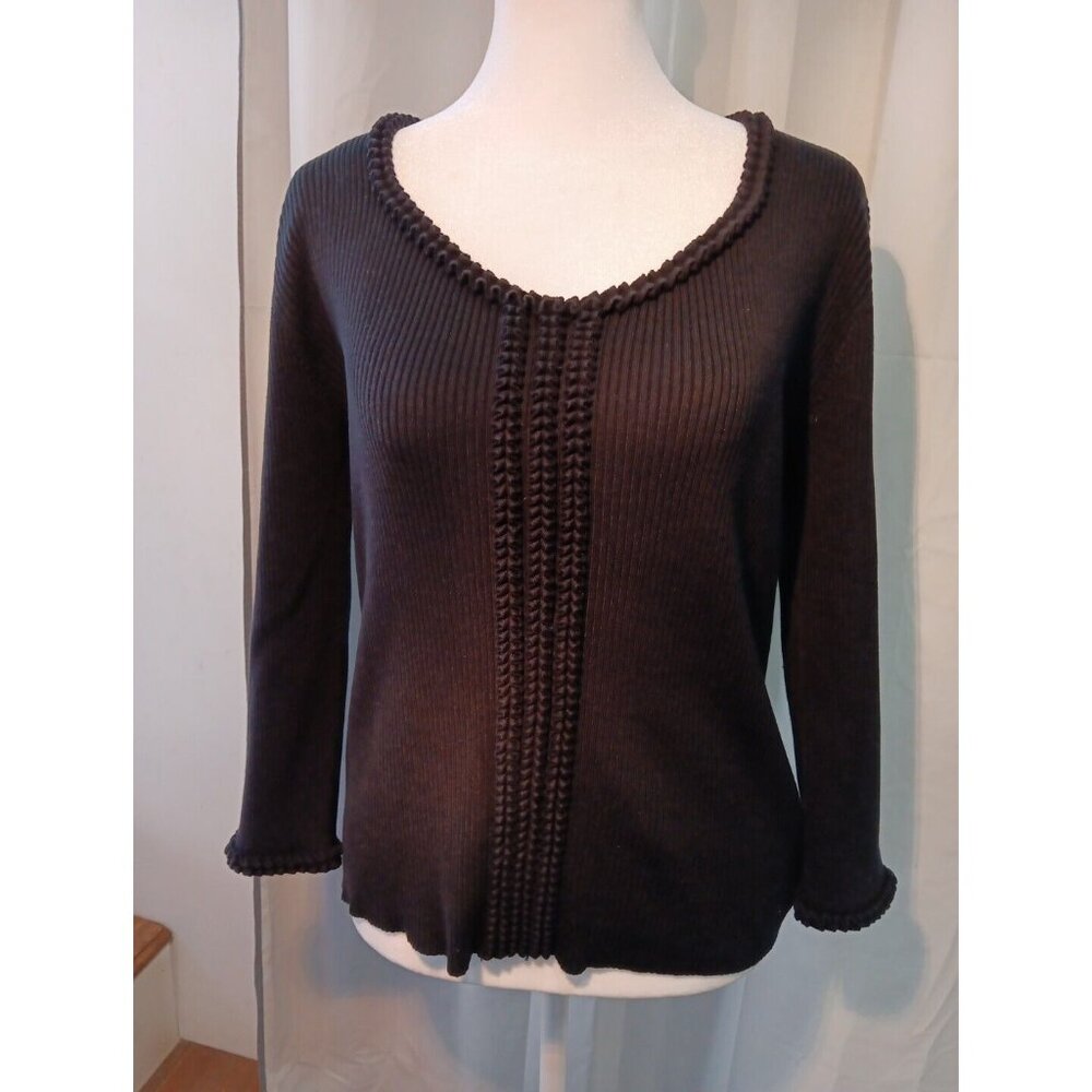 Vtg  Ralph Lauren Sweater‎ Womens Black Label Silk Blend  Ribbed Knit L